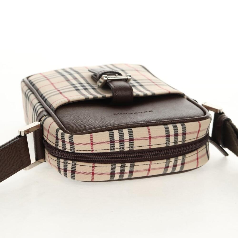 BURBERRY Nova Check Shoulder Bag Canvas Beige Silver Auth am9514V - Picture 6 of 16